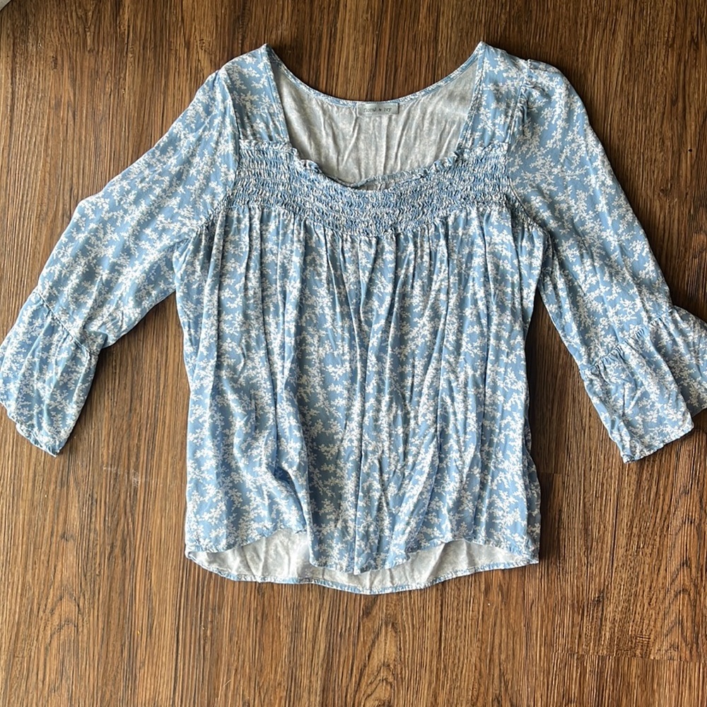 Blue floral blouse